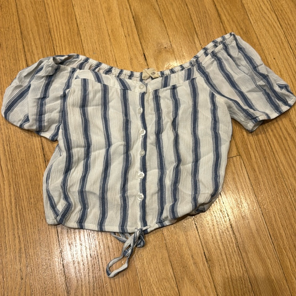 Blue And White Stripped Off the Shoulder Topp